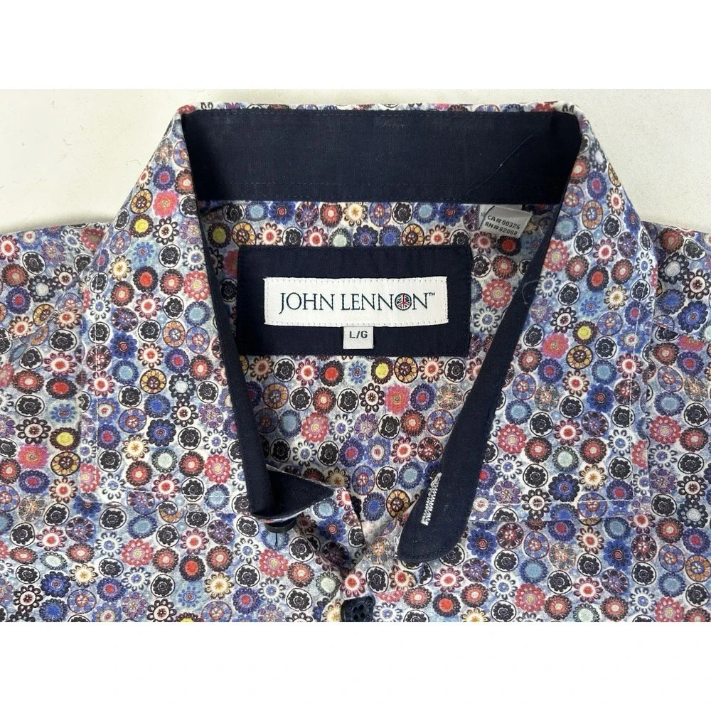 John Lennon Shirt Men's Size Large Multicolor Casual Button Up Long Sleeve - Picture 2 of 11